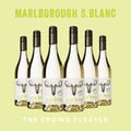 Bottles of Marlborough S.Blanc wine with a light green background