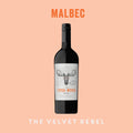 Wine bottle labeled 'The Loose Moose' on a peach background with 'Malbec' text.