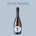 Bottle of Loose Moose Prosecco on a light blue background
